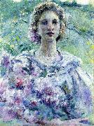 Robert Reid Girl with Flowers oil on canvas